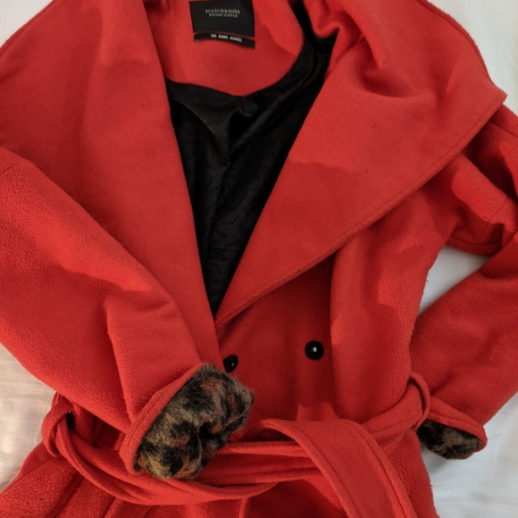 SCOTCH & SODA Maison Scotch Red Wool Coat - Picture 2 of 6